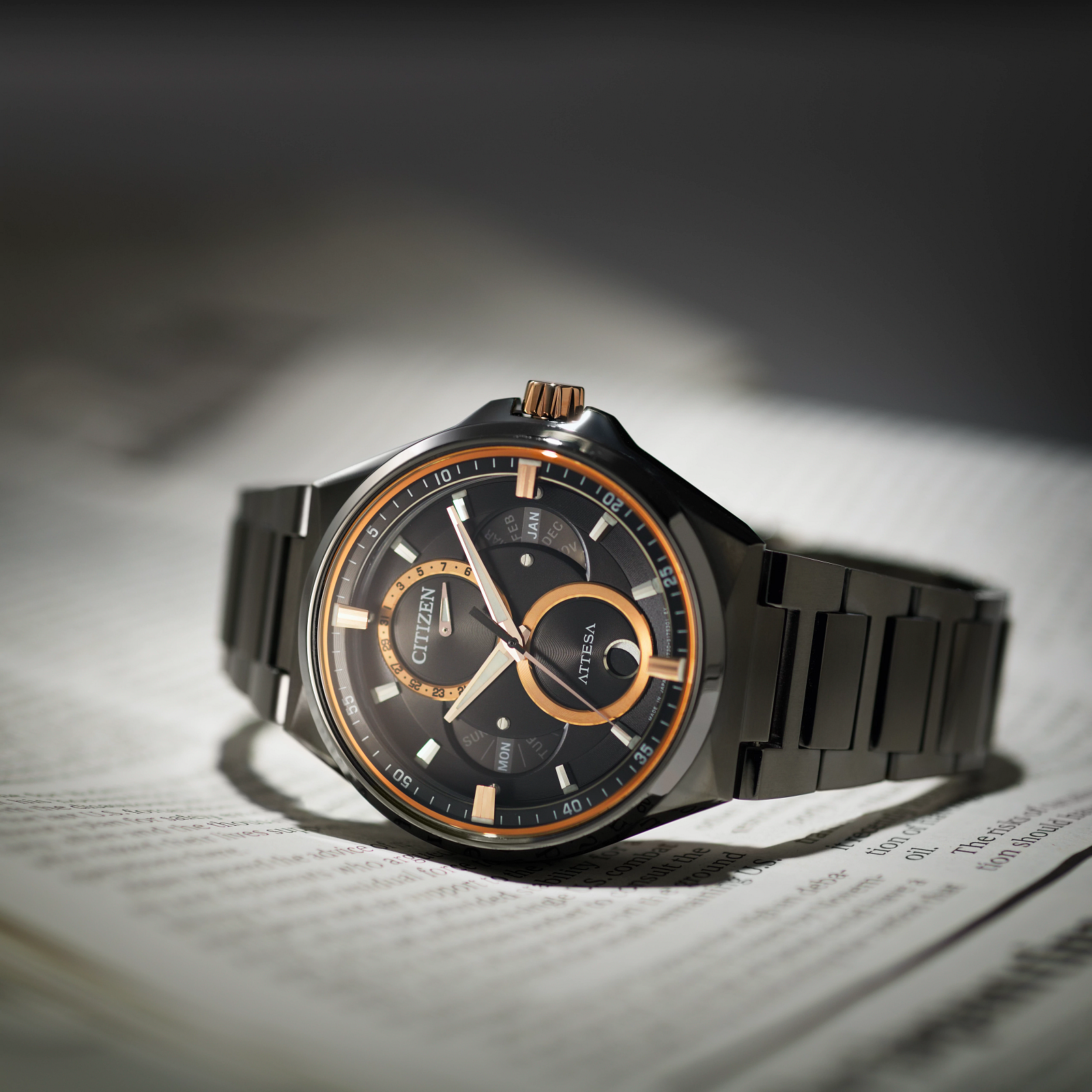 Reloj Citizen Attesa Oro rosa Elegante reloj para caballero de estilo deportivo 42 MM | Elegancia Relojeria